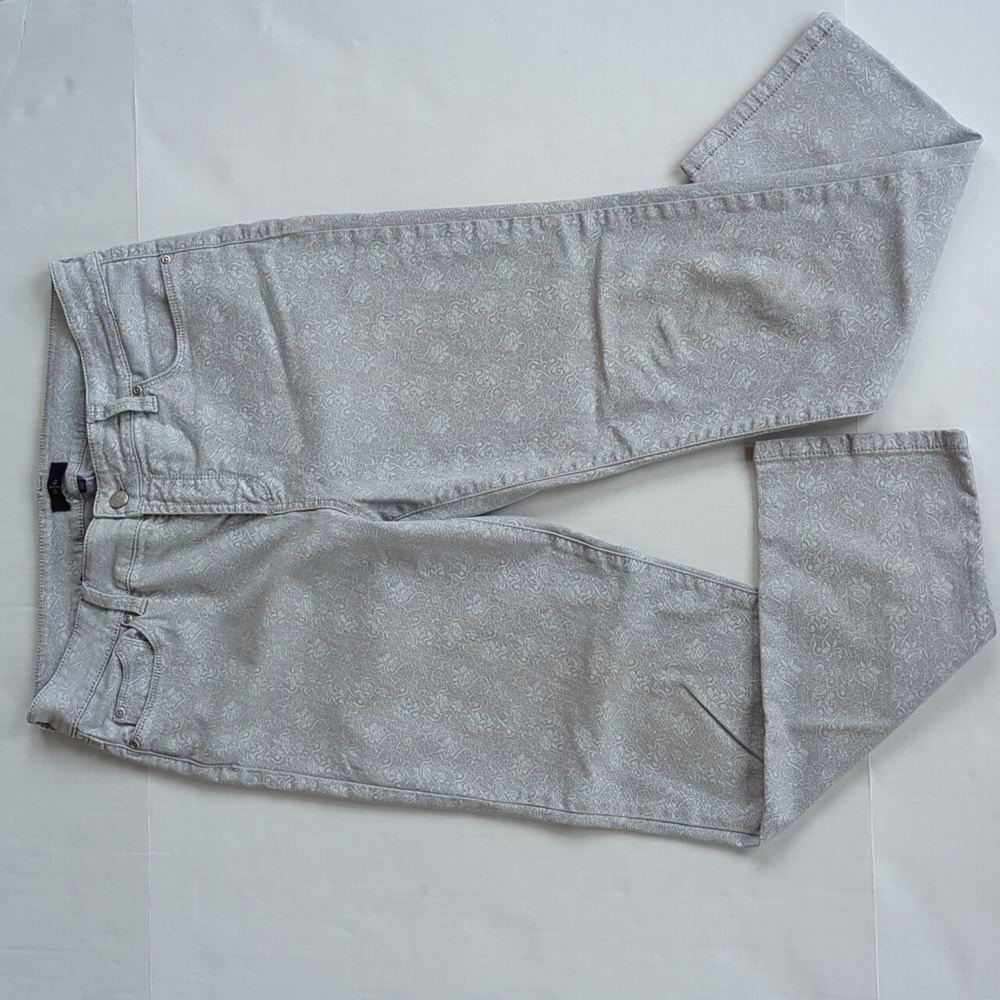NYDJ Floral Lift Tuck Technology Ankle Jeans 12 Gray Pattern